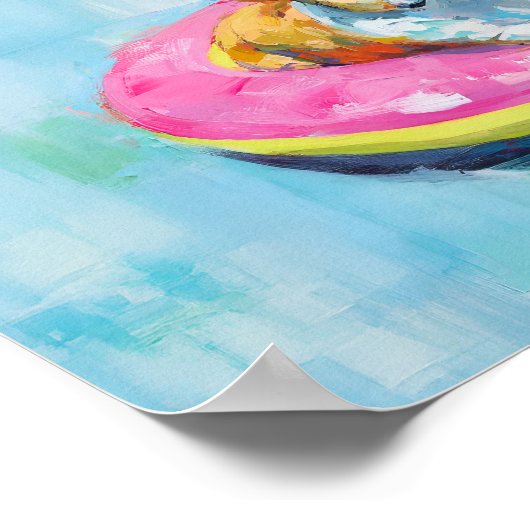 Franse Bulldog Pool Float Art Print: Zomer Hond Poster (Hoek)