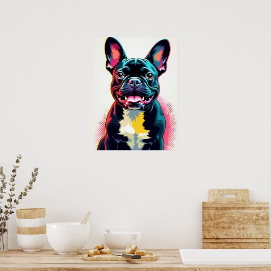 Franse Bulldog Pop Art – Bold Retro Comic Style Poster (Keuken)