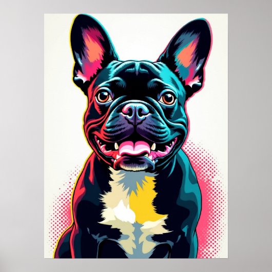 Franse Bulldog Pop Art – Bold Retro Comic Style Poster (Voorkant)
