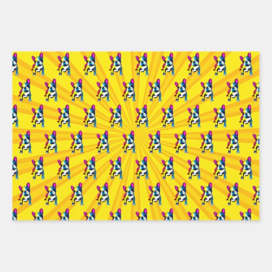 Franse Bulldog Pop Art Inpakpapier Vel (Voorkant)