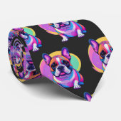 Franse Bulldog Popart French Bulldog Stropdas (Opgerold)