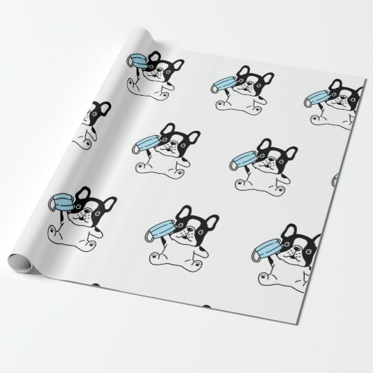 FRANSE BULLDOG-POPPEN MET MASKWAPENpapier Cadeaupapier (Uitgerold)