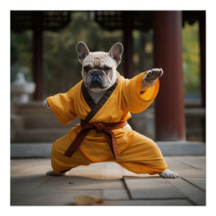Franse Bulldog, Poster, Shaolin, Kung Fu, Martial Perfect Poster