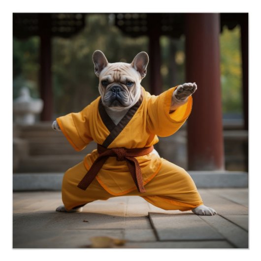 Franse Bulldog, Poster, Shaolin, Kung Fu, Martial Perfect Poster (Voorkant)