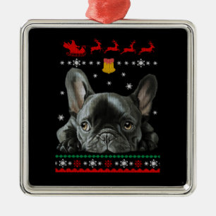 Franse Bulldog Prettig Kerstmis Met Frenchie Metalen Ornament