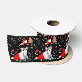 Franse Bulldog Pup In Sinterklaas Hoed Patroon Satijnen Lint