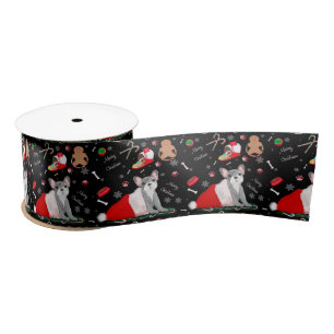Franse Bulldog Pup In Sinterklaas Hoed Patroon Satijnen Lint