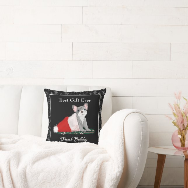 Franse Bulldog Pup In Sinterklaas Hoed Worp Kussen (Bank)