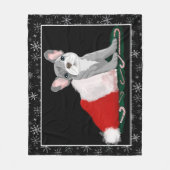 Franse Bulldog Pup In Sinterklaas Muts Fleece Deke Deken (Voorkant)