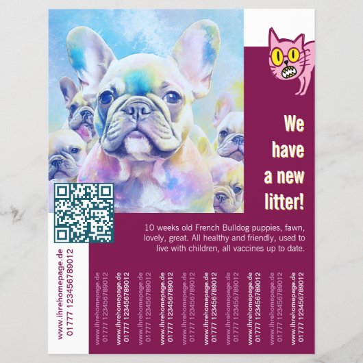 Franse Bulldog Pup met een twist Flyer (Voorkant)