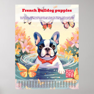 Franse Bulldog Pup Verkoop Afscheur strook Poster