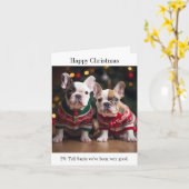 Franse Bulldog Puppies Kerstmis Kaart (Gele Bloem)