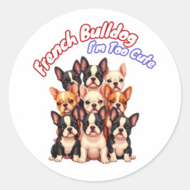 Franse Bulldog Puppies voor een hondeneigenaar Fre Ronde Sticker