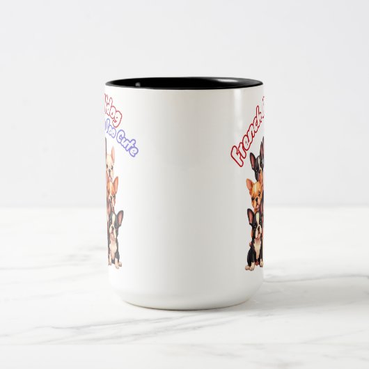 Franse Bulldog Puppies voor een hondeneigenaar Fre Tweekleurige Koffiemok (Center)