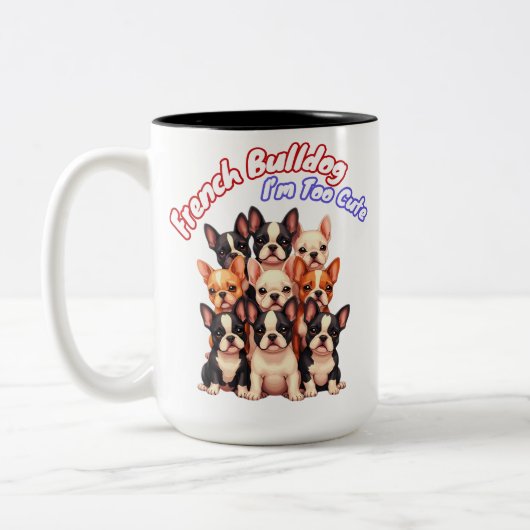 Franse Bulldog Puppies voor een hondeneigenaar Fre Tweekleurige Koffiemok (Links)
