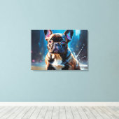 Franse bulldog Puppy Canvas Afdruk (Insitu (Houten vloer))