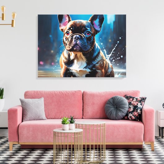 Franse bulldog Puppy Canvas Afdruk (Insitu (Woonkamer))