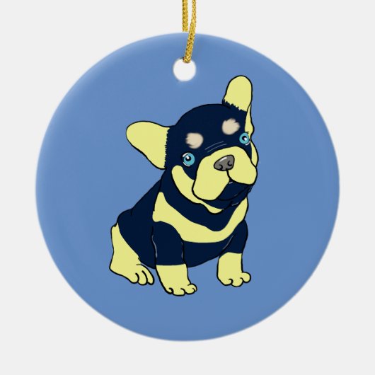 Franse Bulldog Puppy Cartoon Ornament (Voorkant)