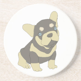 Franse Bulldog Puppy Cartoon Sandstone Onderzetter