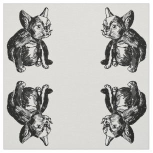 Franse Bulldog Puppy Custom Katoen Twill Stof
