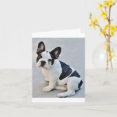 Franse Bulldog Puppy Dog Blank Note Kaart (Gele Bloem)