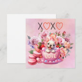 Franse Bulldog Puppy Dog voor Valentijnsdag Feestdagenkaart (Voorkant / Achterkant)