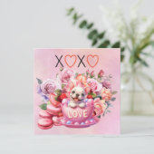Franse Bulldog Puppy Dog voor Valentijnsdag Feestdagenkaart (Staand voorkant)