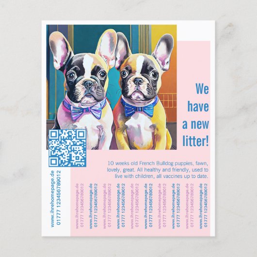 Franse Bulldog Puppy Flyer (Voorkant)