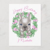 Franse bulldog puppy. Happy Birthday Briefkaart (Voorkant)