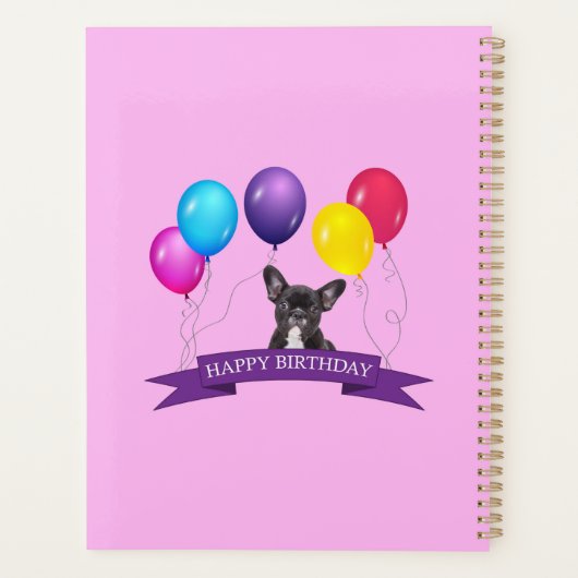 Franse BullDog Puppy Happy Birthday Gift Bag Planner (Achterkant)