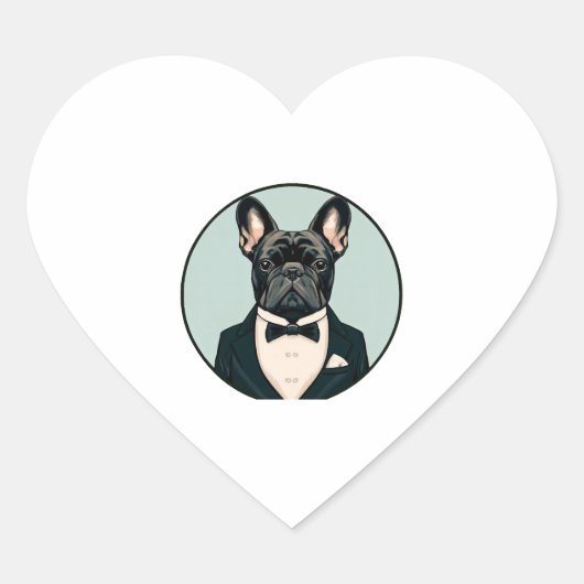 Franse bulldog Puppy Hart Sticker (Voorkant)