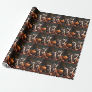 Franse Bulldog Puppy Herfst Plezier Pompoen Cadeaupapier