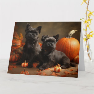 Franse Bulldog Puppy Herfst Plezier Pompoen Kaart