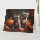 Franse Bulldog Puppy Herfstpracht Pompoen Kaart (Voorkant)