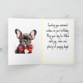 Franse Bulldog Puppy hond Verjaardagsnaam Kaart (Binnen)