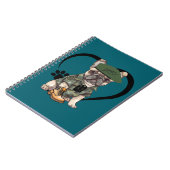 Franse Bulldog Puppy in Camo Outfit & Groene Baret Notitieboek (Linkerzijde)