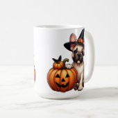 Franse Bulldog Puppy in Heks Pet met Pompoen Koffiemok (Voorkant rechts)