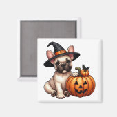 Franse Bulldog Puppy in Heks Pet met Pompoen Magneet (Voorkant / Achterkant)