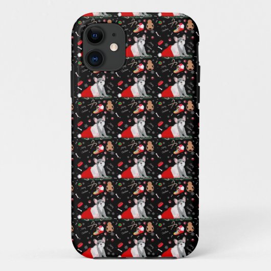 Franse Bulldog Puppy In Sinterklaas Hoed Patroon Case-Mate iPhone Case (Achterkant)