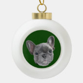 Franse bulldog Puppy Keramische Bal Ornament (Voorkant)