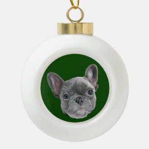 Franse bulldog Puppy Keramische Bal Ornament