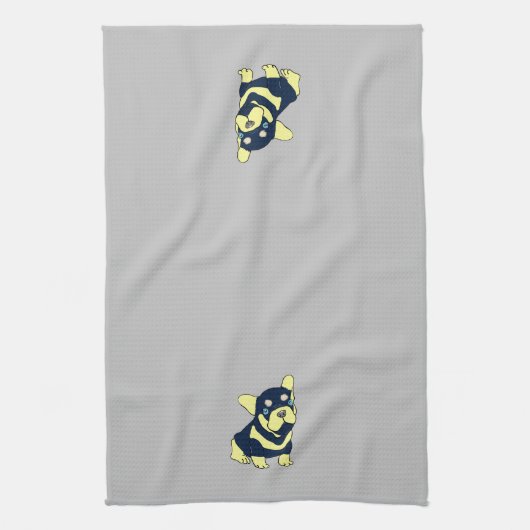 Franse Bulldog Puppy Keuken Handdoeken (Verticaal)