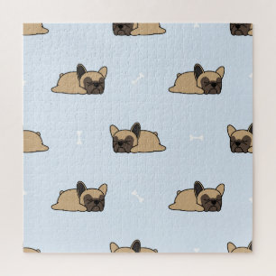 Franse bulldog puppy, leuke slaap patroon. legpuzzel