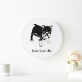 Franse Bulldog Puppy Love Bundle Clock Grote Klok (Huis)