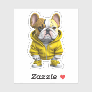 Franse bulldog puppy met sticker