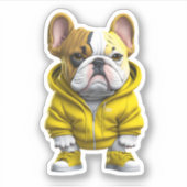 Franse bulldog puppy met sticker (Voorkant)