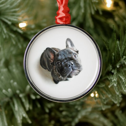 Franse bulldog Puppy Metalen Ornament (Boom)