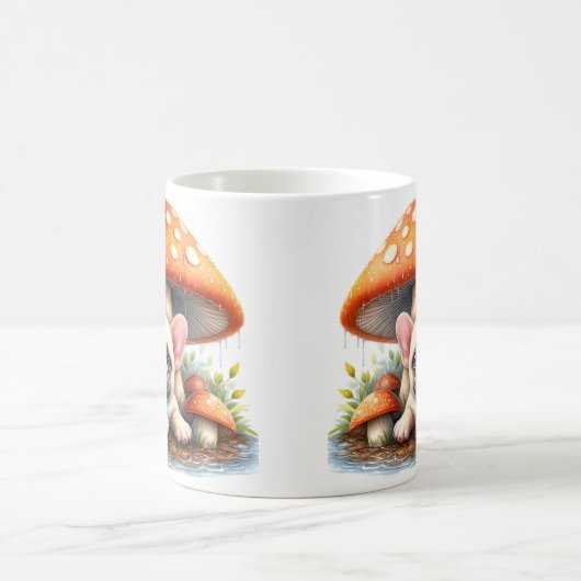 Franse Bulldog Puppy Onder Paddenstoelenparaplu Koffiemok (Center)