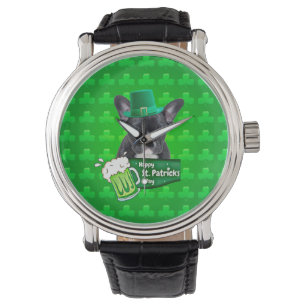 Franse Bulldog Puppy Pet St. Patrick Day Watch Horloge