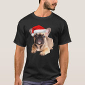 Franse Bulldog Puppy Santa Hat Schattigee Frenchie T-shirt (Voorkant)